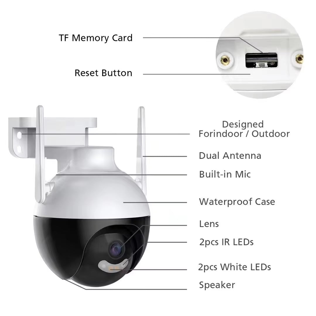 PTZ 8MP HD security Camera with 5x Digital Zoom AI Human Detection