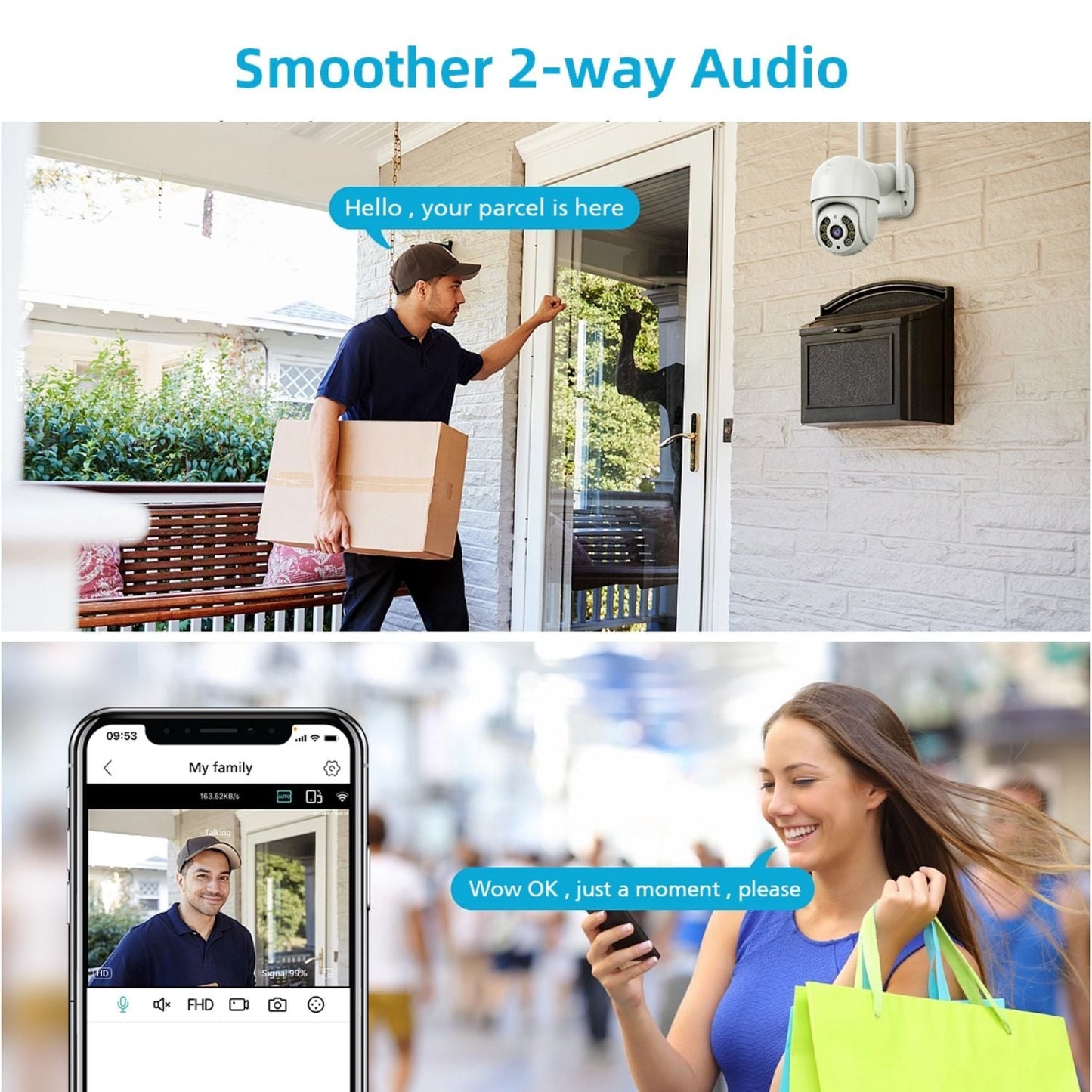 A8 White PTZ 1080P Smart Security Camera