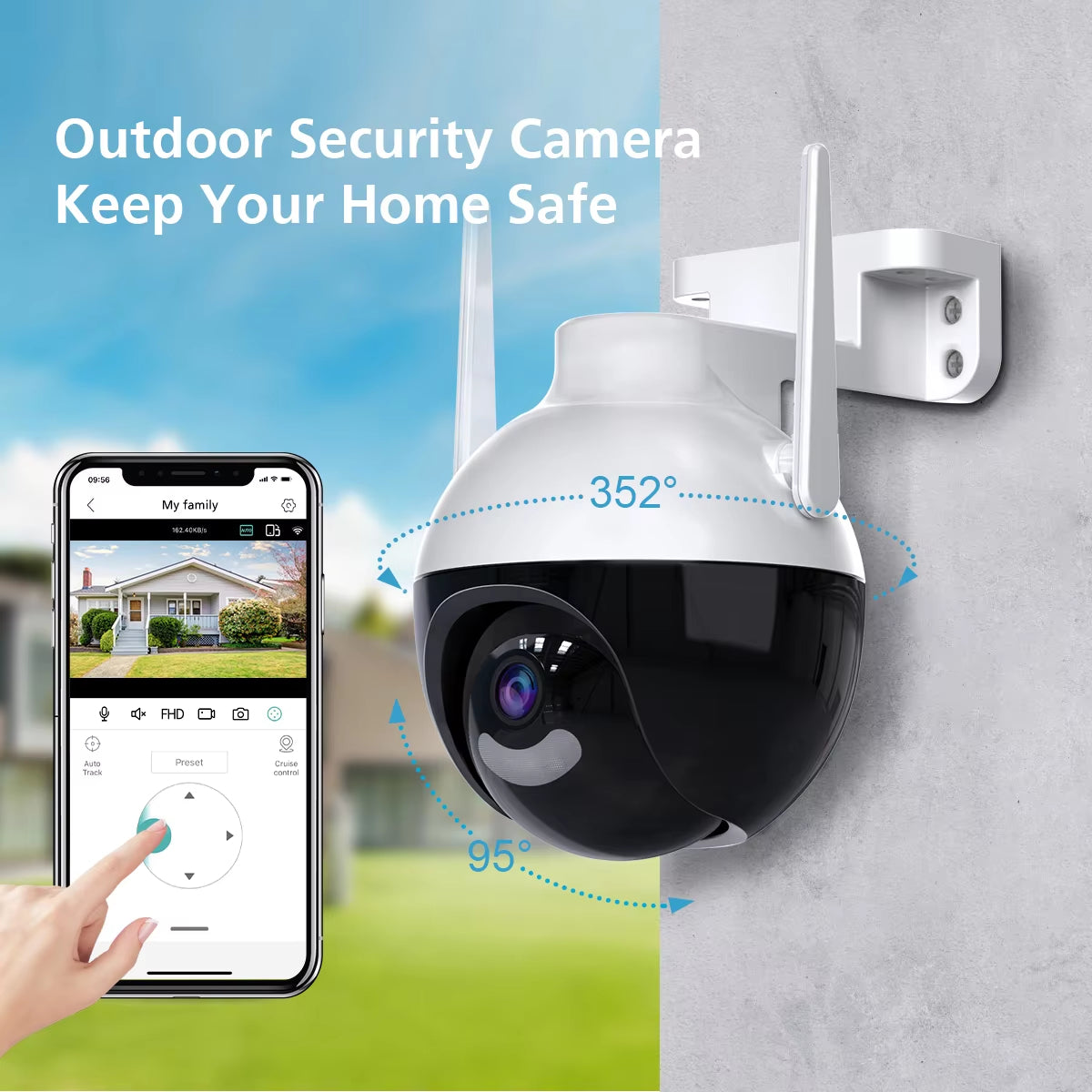 PTZ 8MP HD security Camera with 5x Digital Zoom AI Human Detection